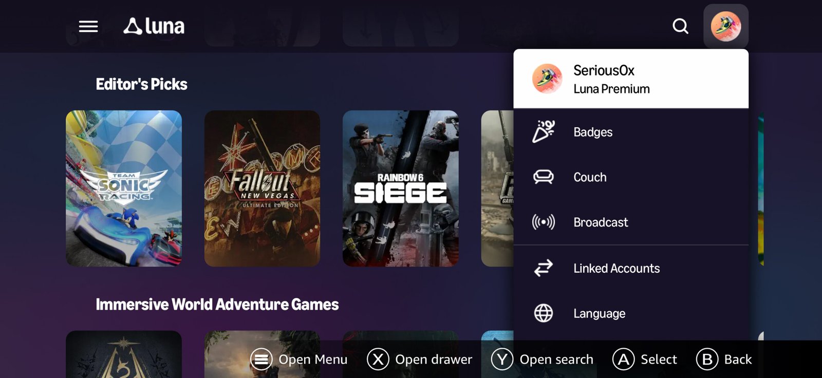 Amazon Lua menu