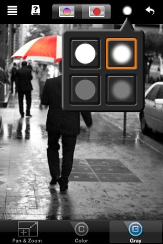 Brush options in Color Splash 1.0.