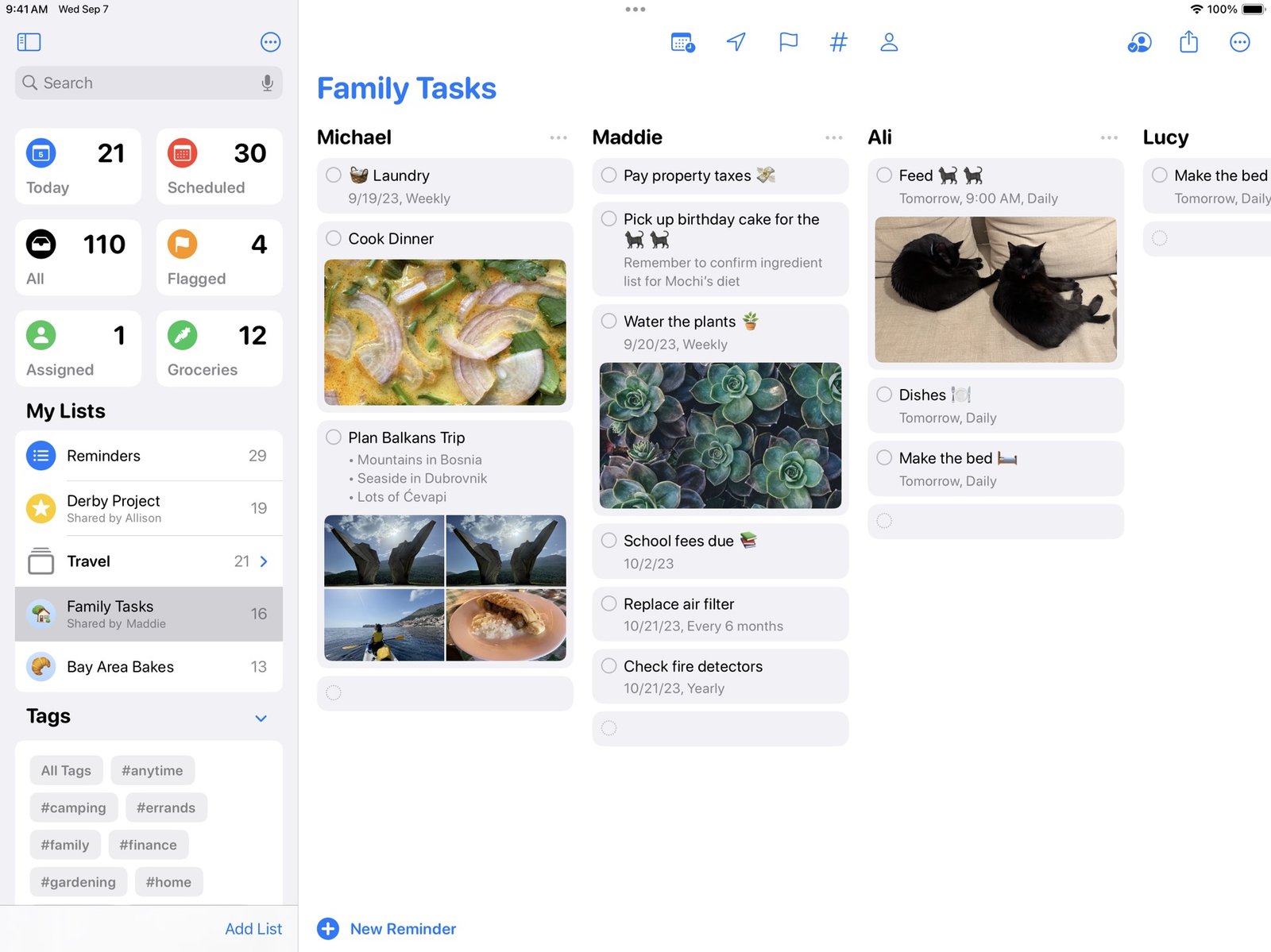Column view in Reminders