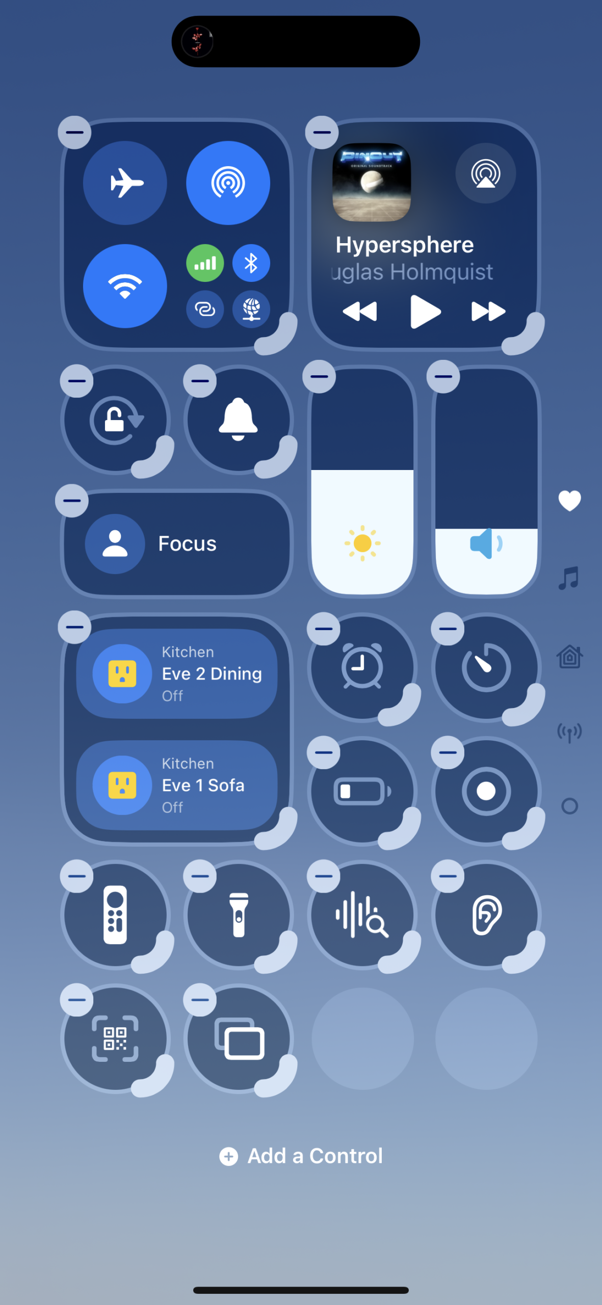 Edit mode in Control Center.