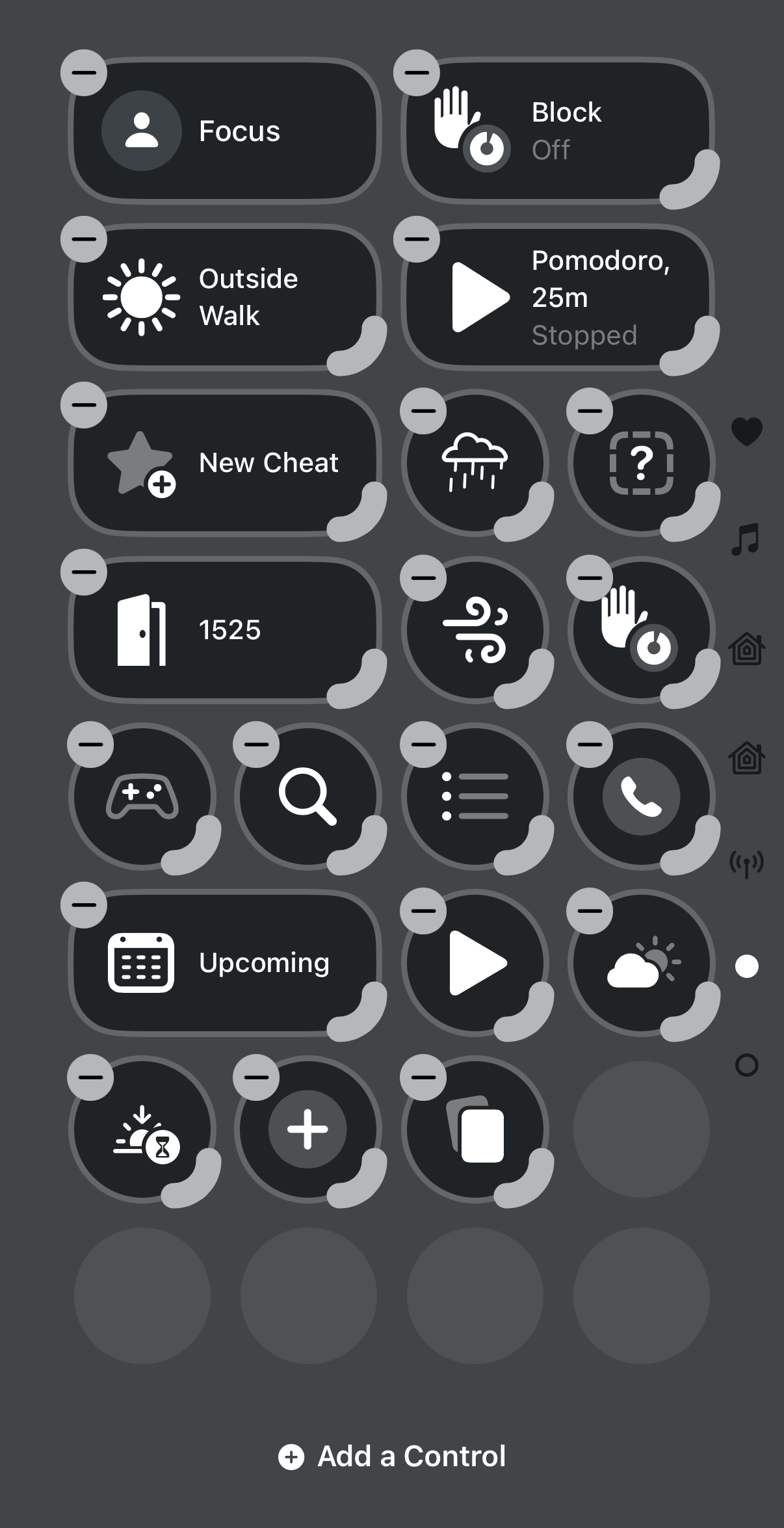 Control Center widgets