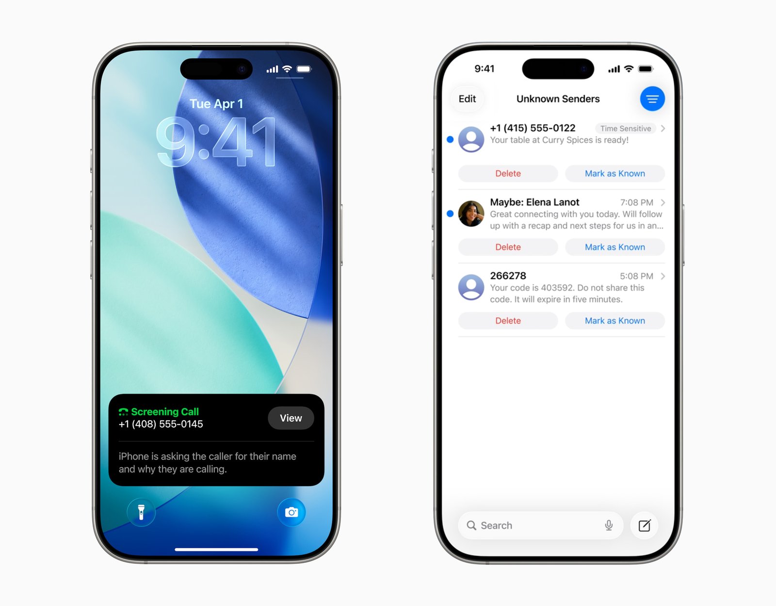 Messages and Phone screening
