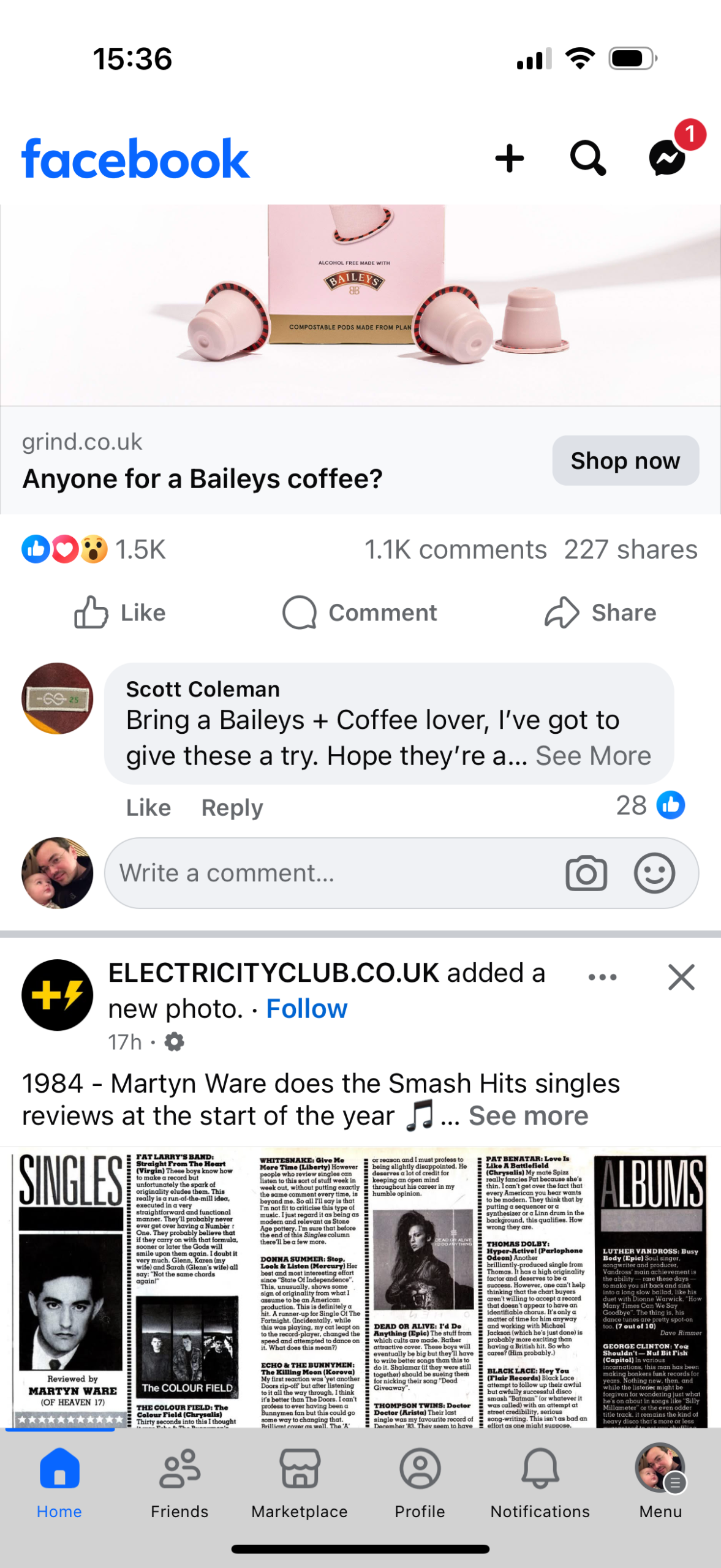A Facebook feed.
