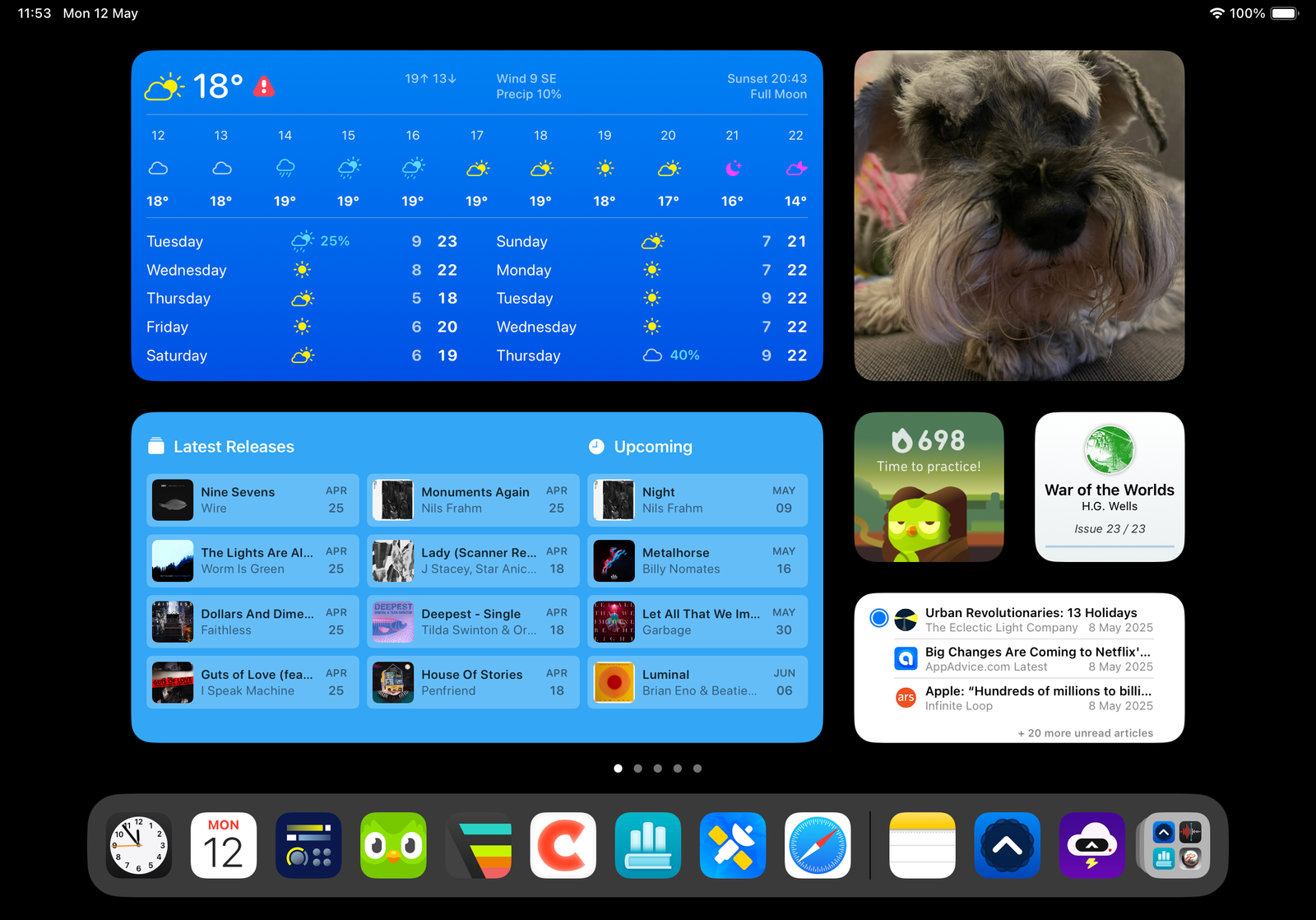 iPad Home Screen – mostly widgets