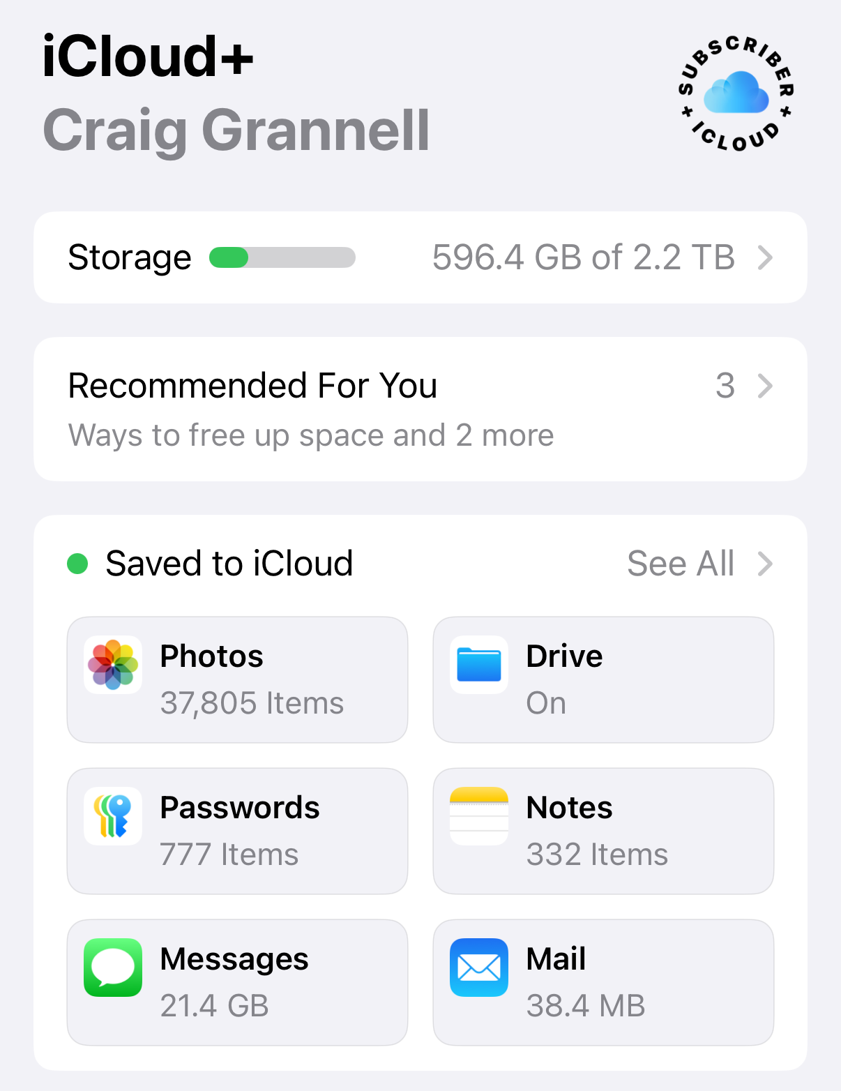 iCloud storage