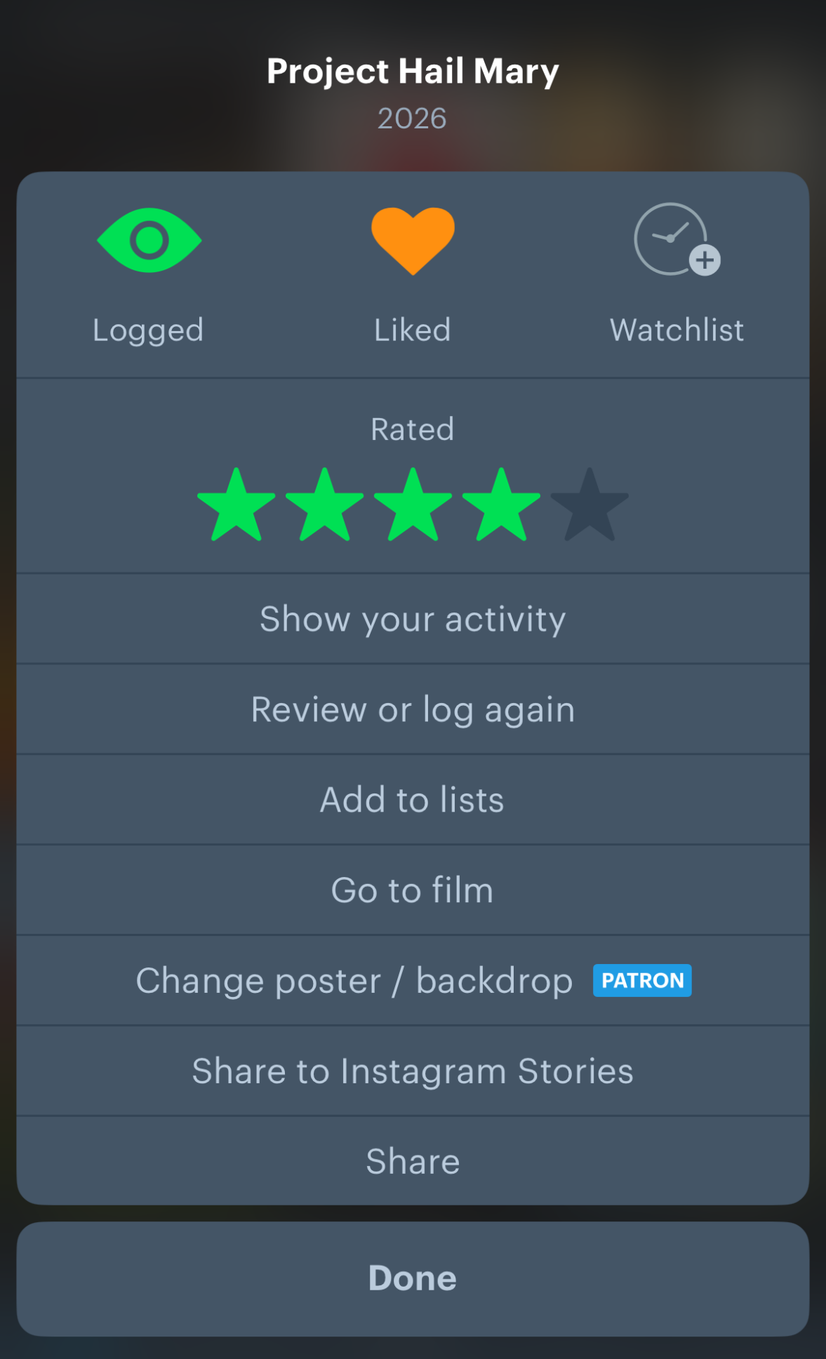 Letterboxd rating