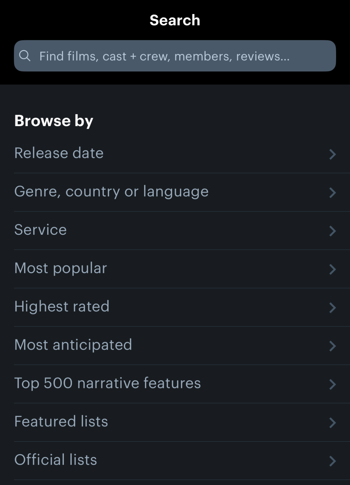 Letterboxd search
