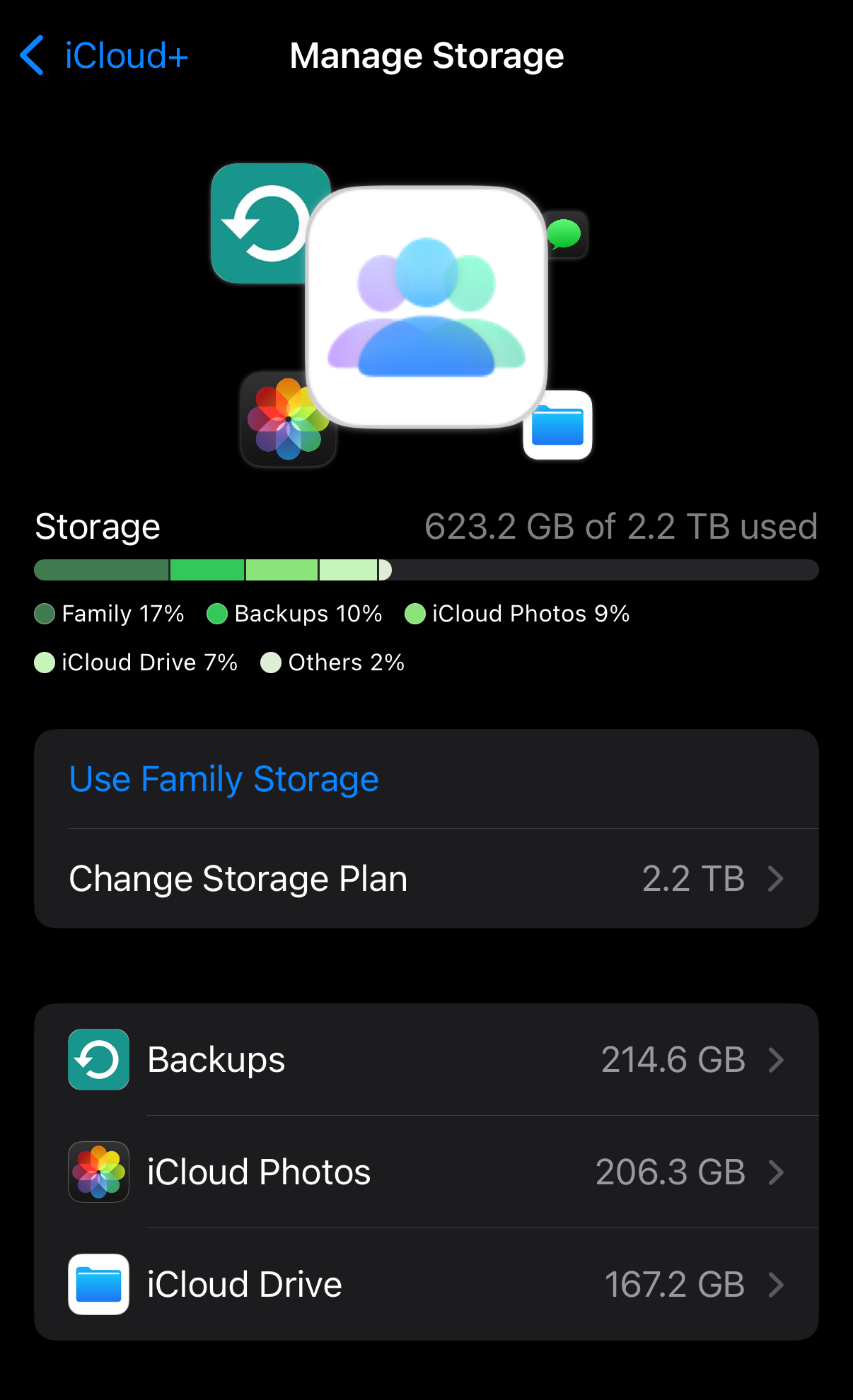 Managing iCloud storage.