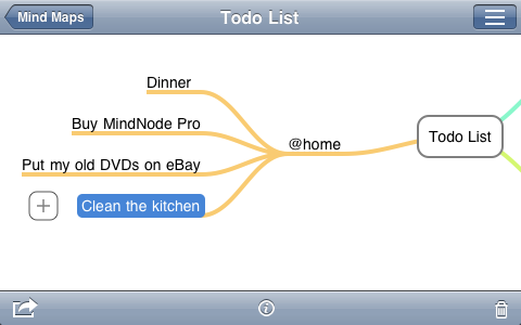 A very early version of MindNode for iPhone