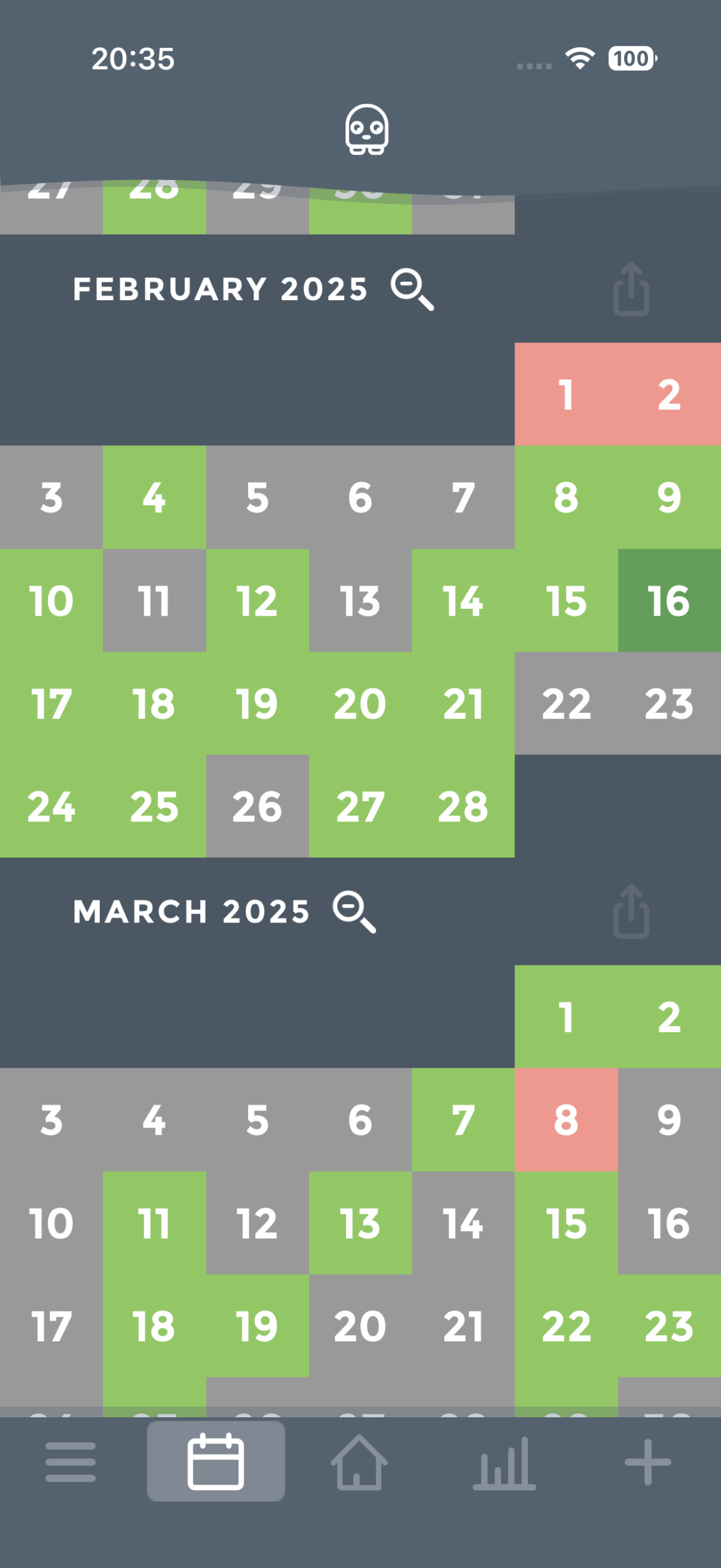 Moodistory calendar