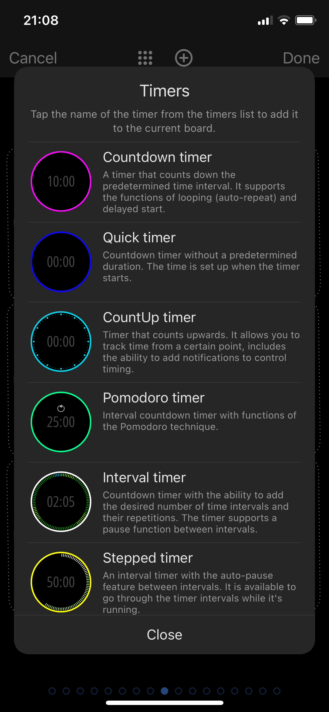 MultiTimer types
