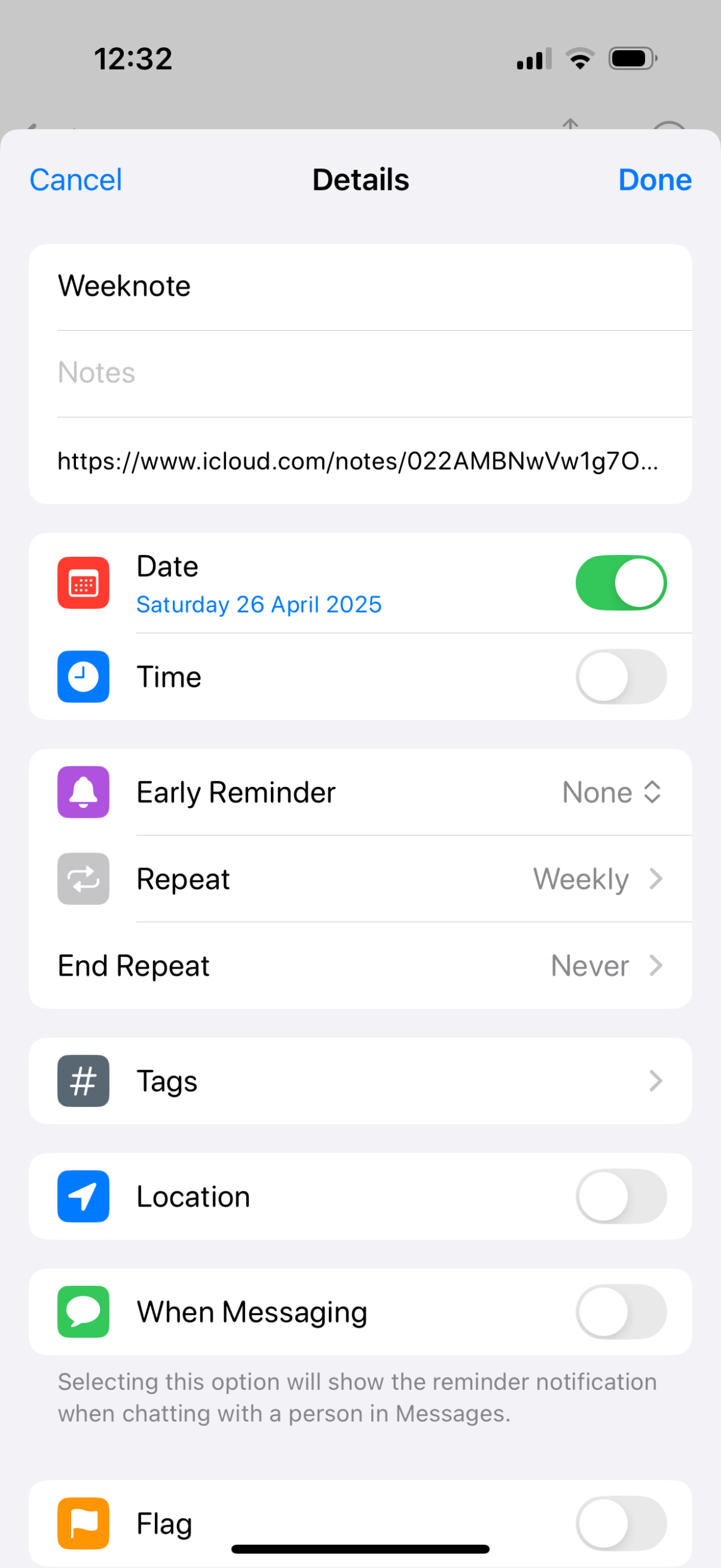 Notes reminder