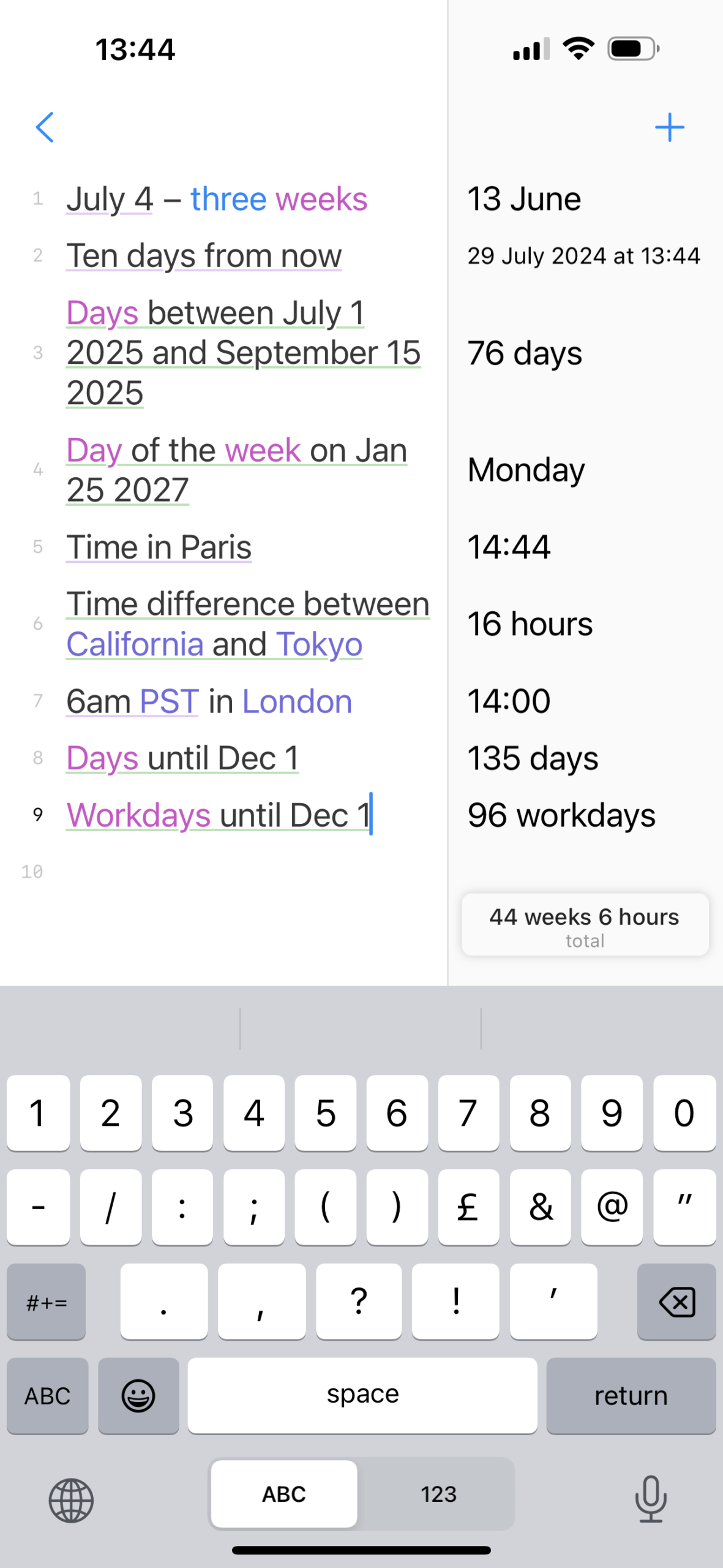 Times and dates