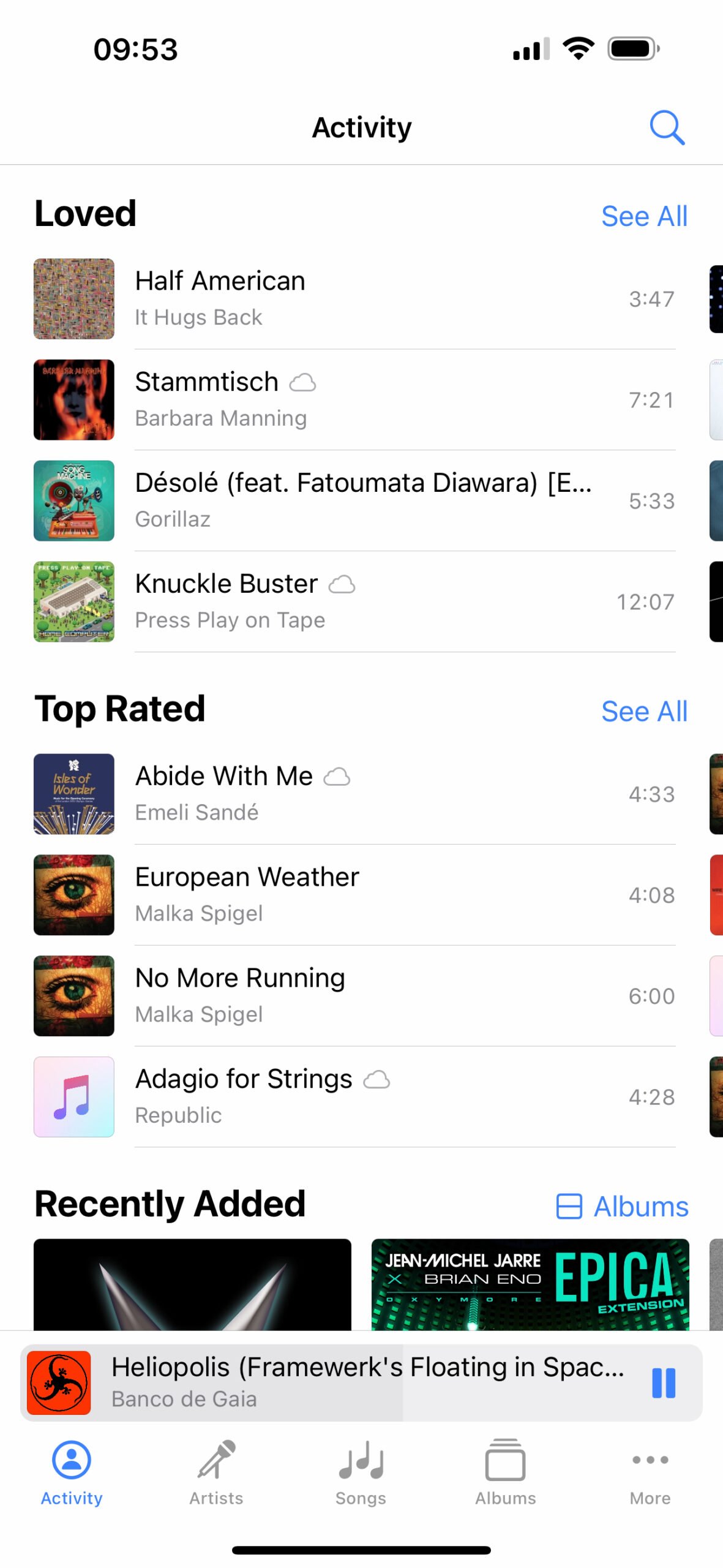 Cs Music Player – activity view